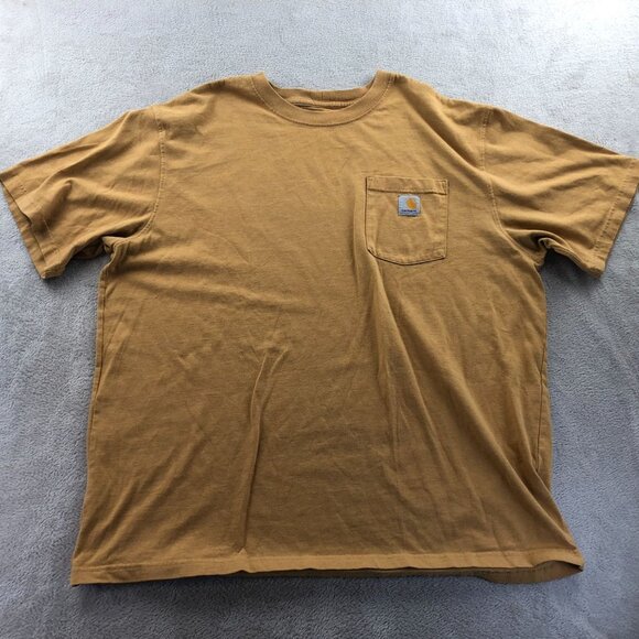 Carhartt Men Work T-Shirt XL Original Fit Tan K87 Pocket Tee Casual Short Sleeve - Picture 9 of 10
